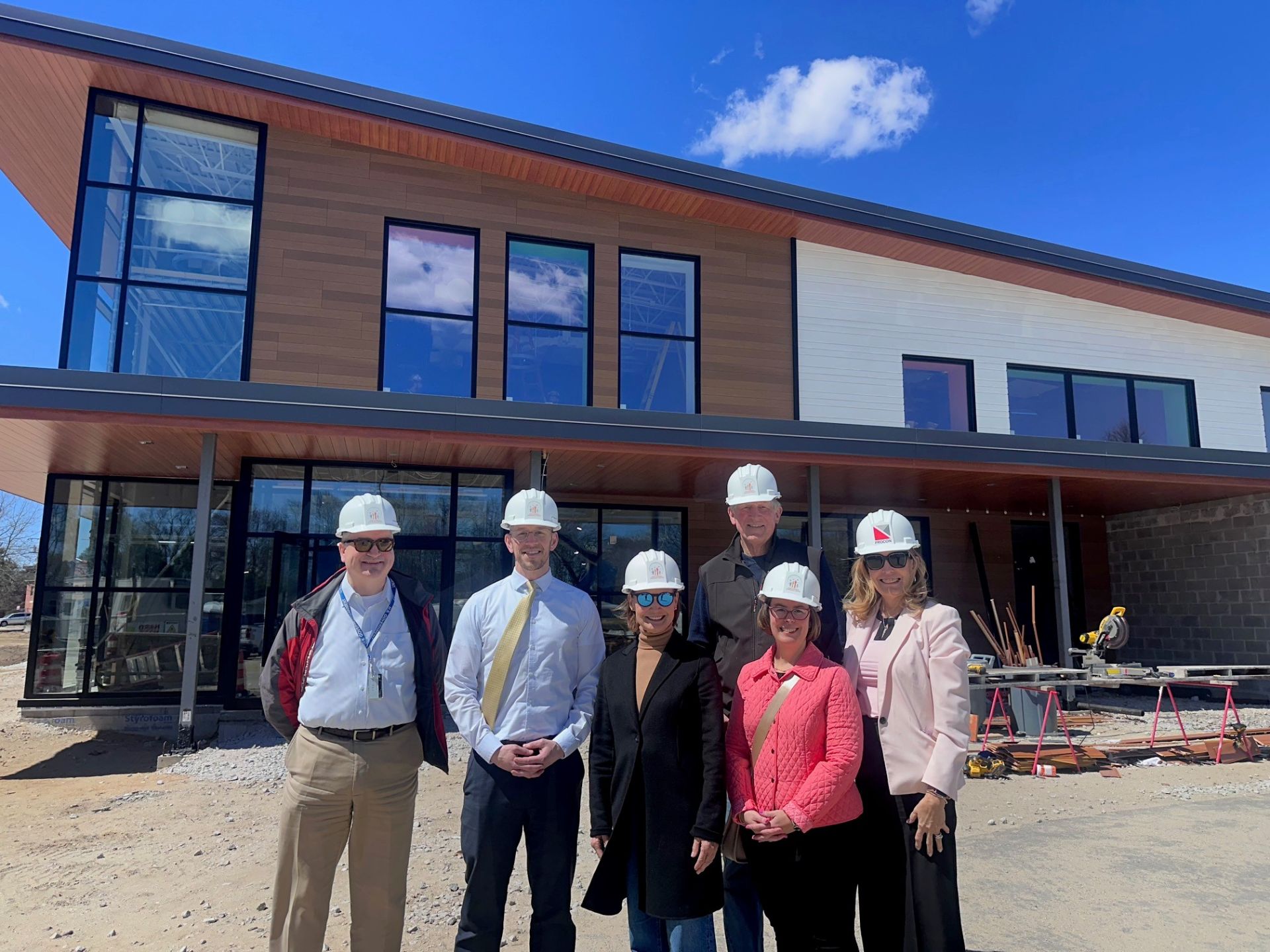 Mayor Ruais visits the Mark Stebbins Community Center during construction